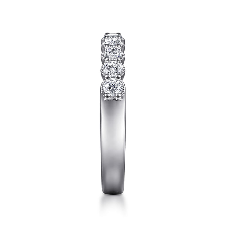 Straight Wedding Ring in 14k White Gold with Round Natural Diamond at Gabriel & Co. - Shot 4