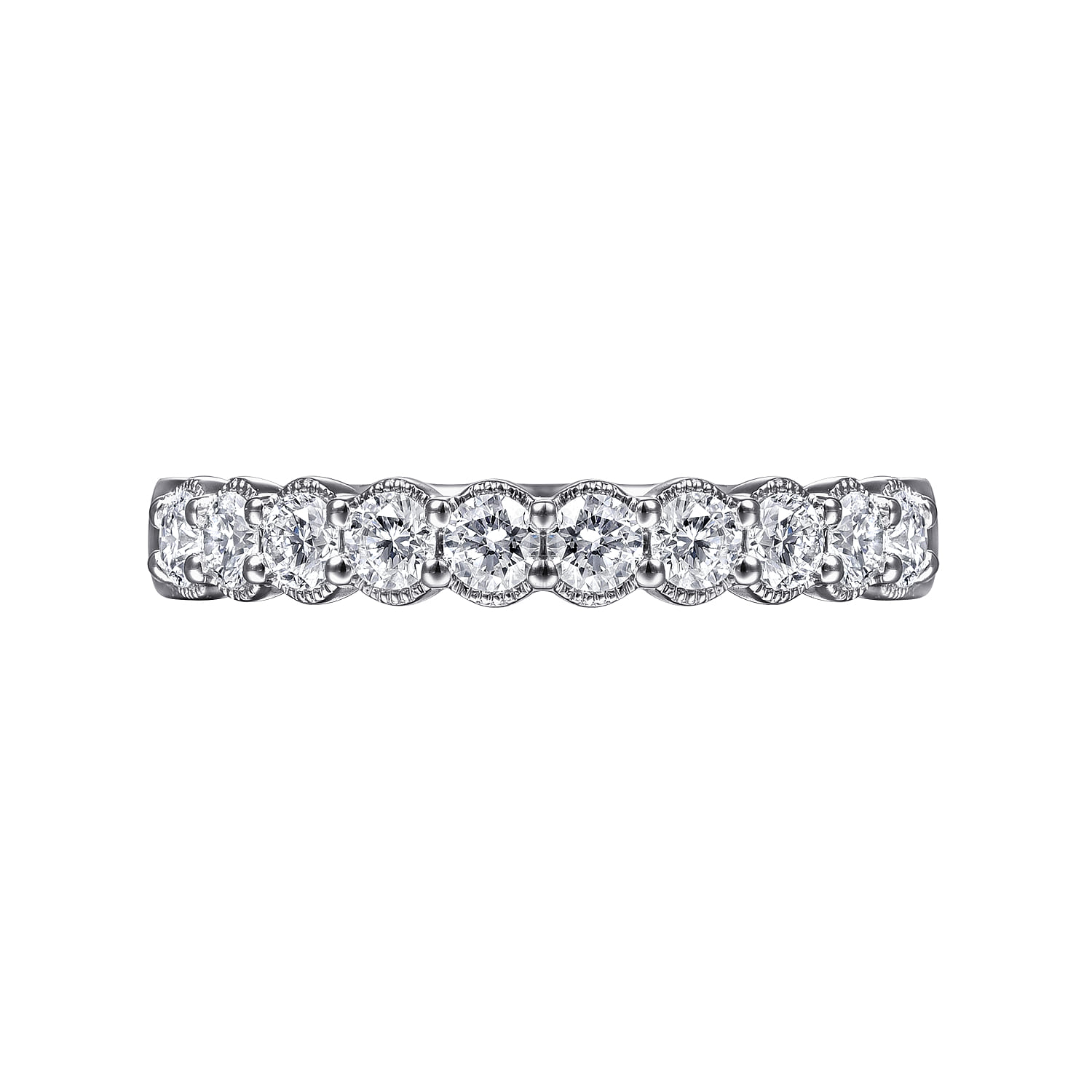 Straight Wedding Ring in 14k White Gold with Round Natural Diamond at Gabriel & Co. - Shot 6