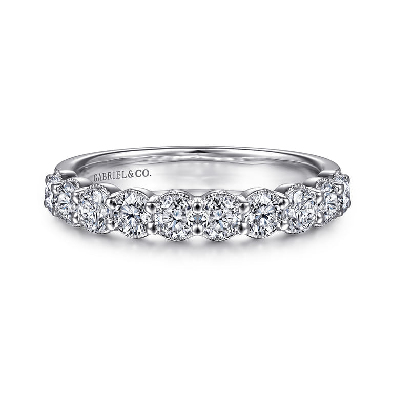 Straight Wedding Ring in 14k White Gold with Round Natural Diamond at Gabriel & Co. - Shot 1