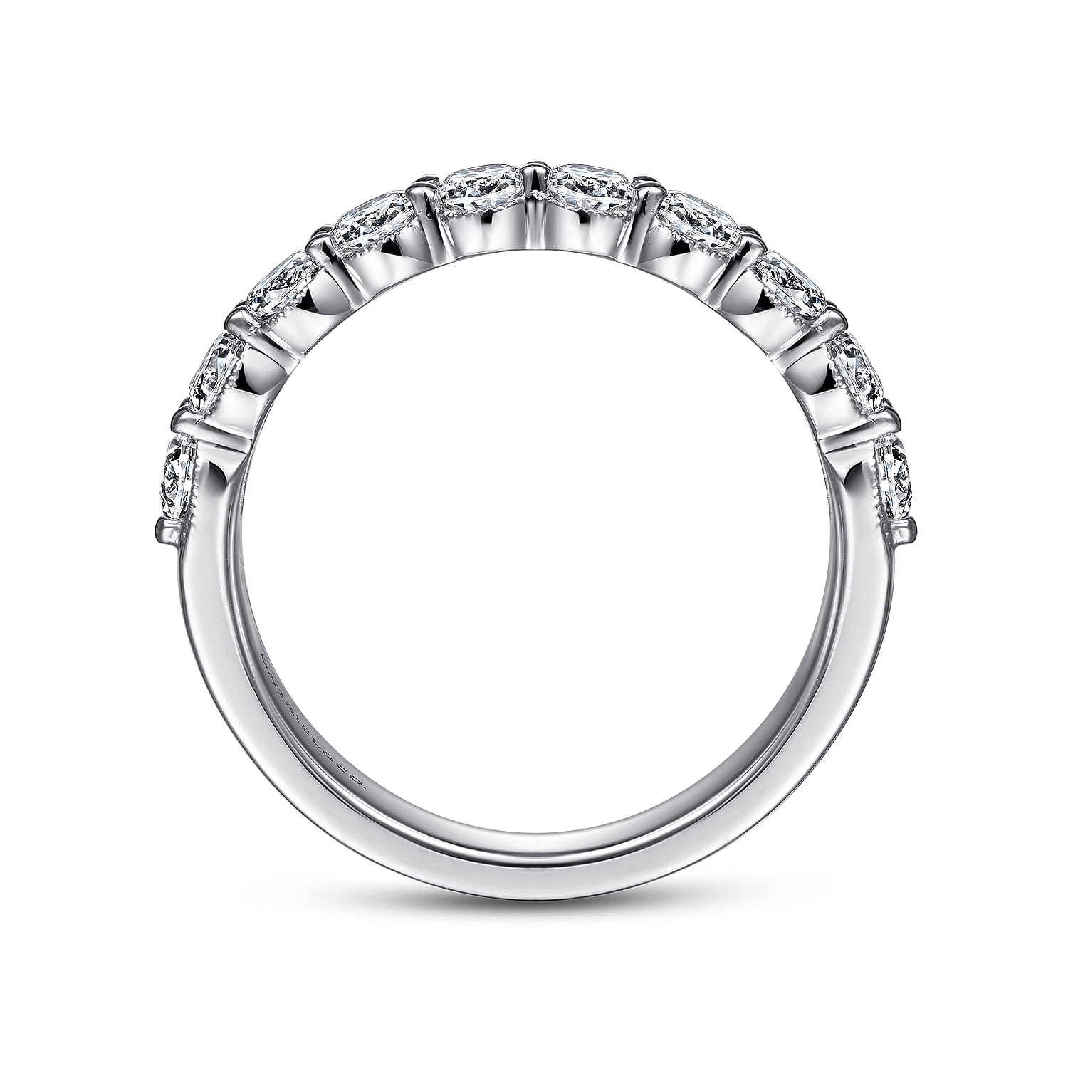 Straight Wedding Ring in 14k White Gold with Round Natural Diamond at Gabriel & Co. - Shot 2