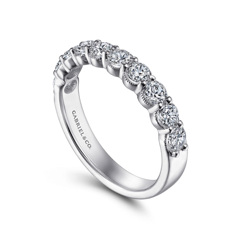 Straight Wedding Ring in 14k White Gold with Round Natural Diamond at Gabriel & Co. - Shot 3