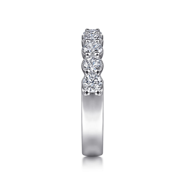 Straight Wedding Ring in 14k White Gold with Round Natural Diamond at Gabriel & Co. - Shot 4