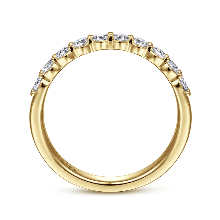 Straight Wedding Ring in 14k Yellow Gold with Round Natural Diamond at Gabriel & Co. - Shot 2