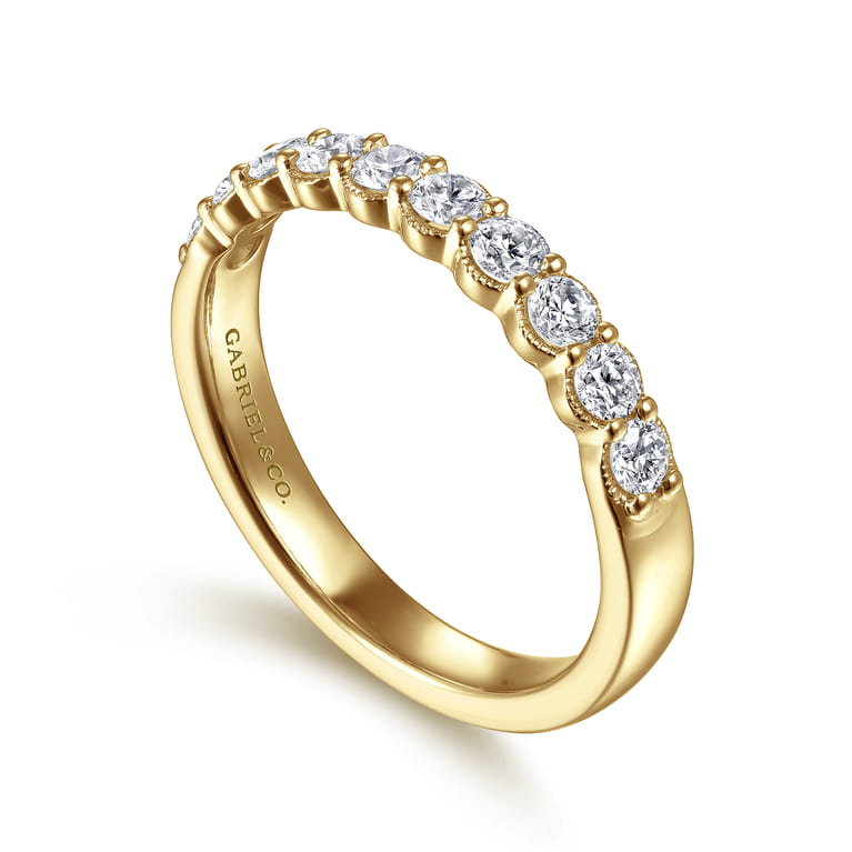 Straight Wedding Ring in 14k Yellow Gold with Round Natural Diamond at Gabriel & Co. - Shot 3