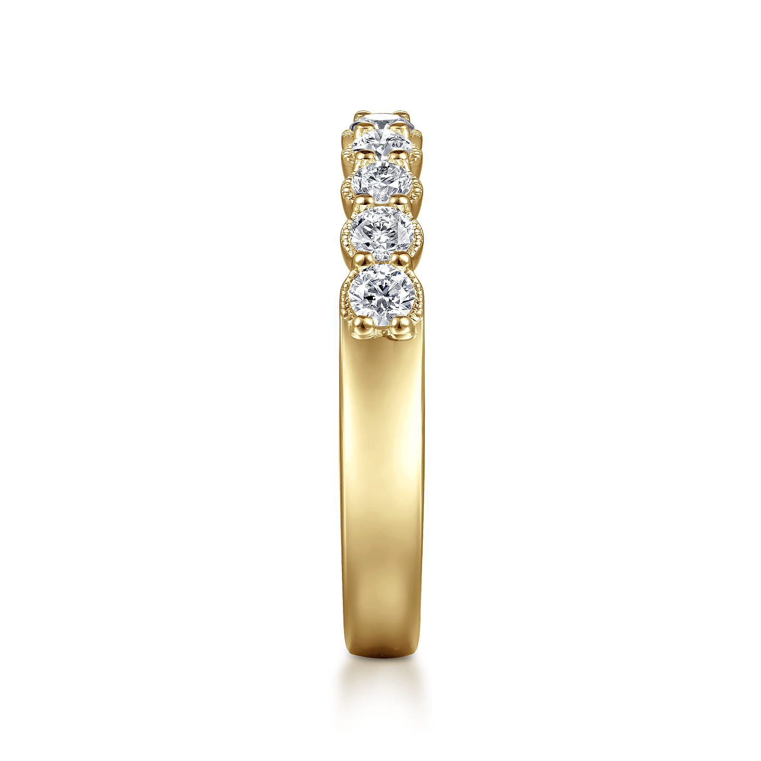 Straight Wedding Ring in 14k Yellow Gold with Round Natural Diamond at Gabriel & Co. - Shot 4