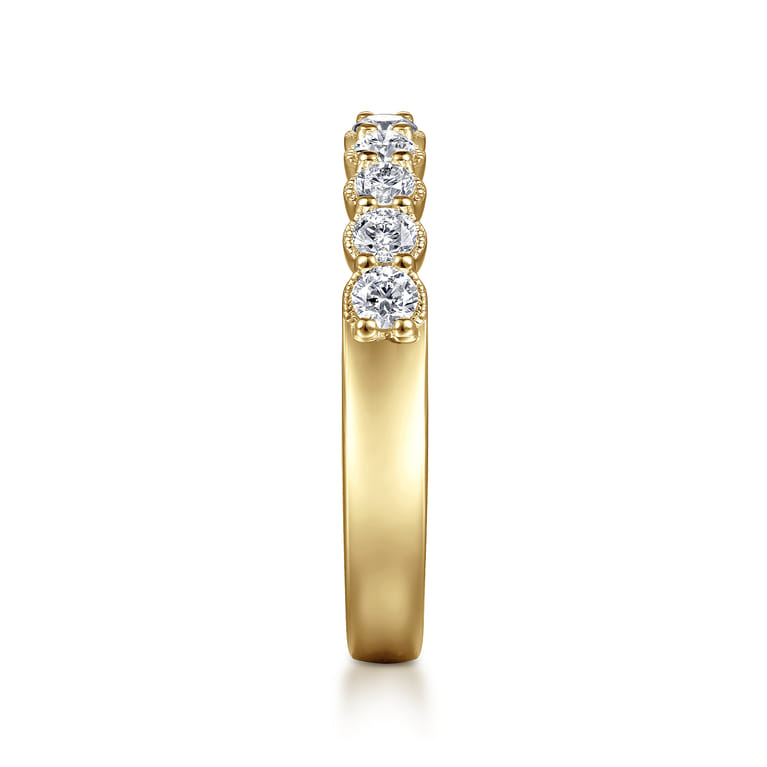 Straight Wedding Ring in 14k Yellow Gold with Round Natural Diamond at Gabriel & Co. - Shot 4