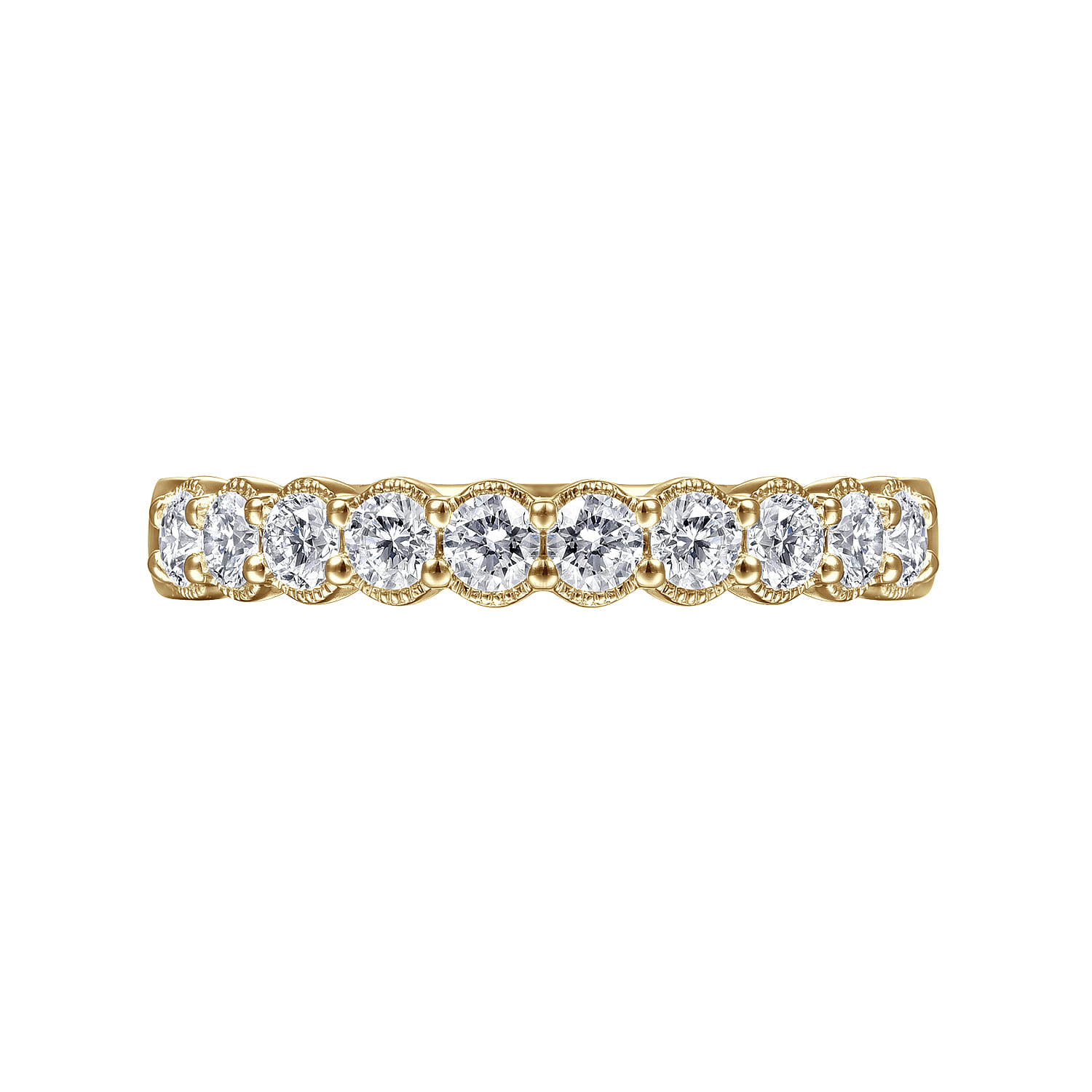 Straight Wedding Ring in 14k Yellow Gold with Round Natural Diamond at Gabriel & Co. - Shot 5