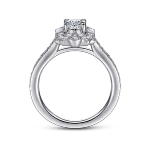 Duchess - 14K White Gold Oval Halo Diamond Channel Set Engagement Ring