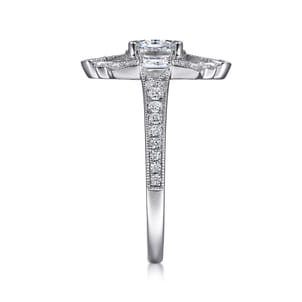 Duchess - 14K White Gold Oval Halo Diamond Channel Set Engagement Ring