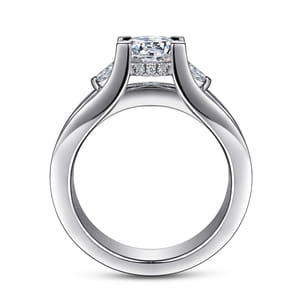 Dulcette - 14K White Gold Wide Band Round Diamond Channel Set Engagement Ring