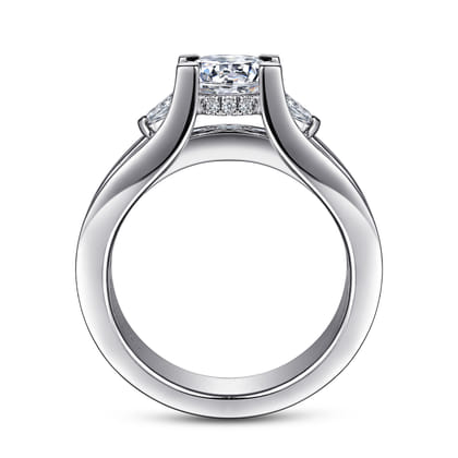 Dulcette - 14K White Gold Wide Band Round Diamond Channel Set Engagement Ring