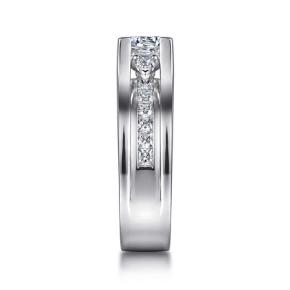 Dulcette - 14K White Gold Wide Band Round Diamond Channel Set Engagement Ring