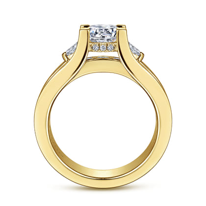 Dulcette - 14K Yellow Gold Wide Band Round Diamond Engagement Ring