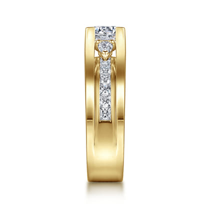Dulcette - 14K Yellow Gold Wide Band Round Diamond Engagement Ring