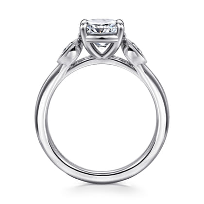 Ebony - 14K White Gold Cushion Cut Three Stone Diamond Engagement Ring