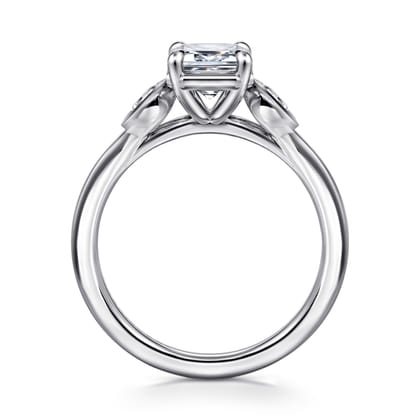 Ebony - 14K White Gold Emerald Cut Three Stone Diamond Engagement Ring