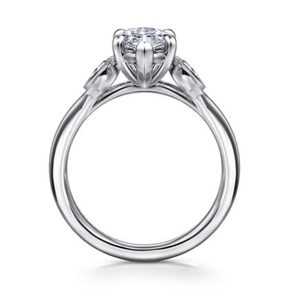 Ebony - 14K White Gold Marquise Shape Three Stone Diamond Engagement Ring