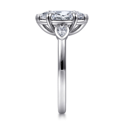 Ebony - 14K White Gold Marquise Shape Three Stone Diamond Engagement Ring