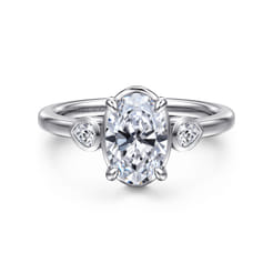 Ebony - 14K White Gold Oval Three Stone Diamond Engagement Ring