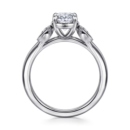 Ebony - 14K White Gold Oval Three Stone Diamond Engagement Ring