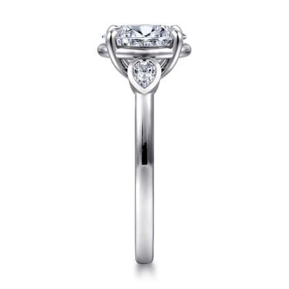 Ebony - 14K White Gold Oval Three Stone Diamond Engagement Ring