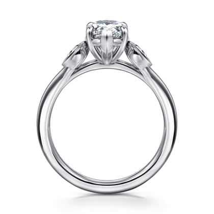 Ebony - 14K White Gold Pear Shape Three Stone Diamond Engagement Ring