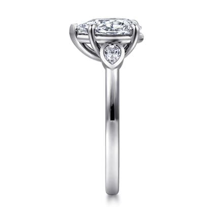 Ebony - 14K White Gold Pear Shape Three Stone Diamond Engagement Ring