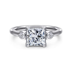 Ebony - 14K White Gold Princess Cut Three Stone Diamond Engagement Ring