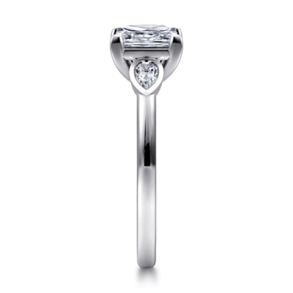 Ebony - 14K White Gold Princess Cut Three Stone Diamond Engagement Ring