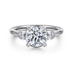 Ebony - 14K White Gold Round Three Stone Diamond Engagement Ring