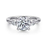 Ebony - 14K White Gold Round Three Stone Diamond Engagement Ring