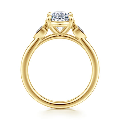 Ebony - 14K Yellow Gold Oval Three Stone Diamond Engagement Ring