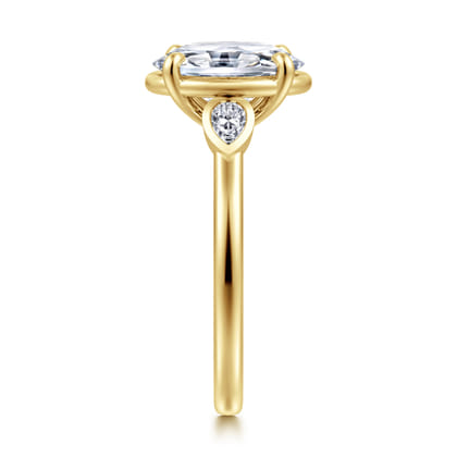 Ebony - 14K Yellow Gold Oval Three Stone Diamond Engagement Ring