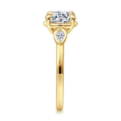 Ebony - 14K Yellow Gold Round Three Stone Diamond Engagement Ring