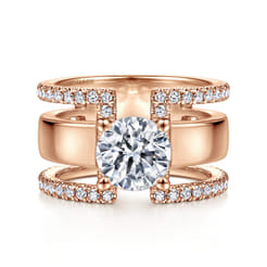 Edalee - 14K Rose Gold Round Diamond Engagement Ring