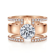 Edalee - 14K Rose Gold Round Diamond Engagement Ring