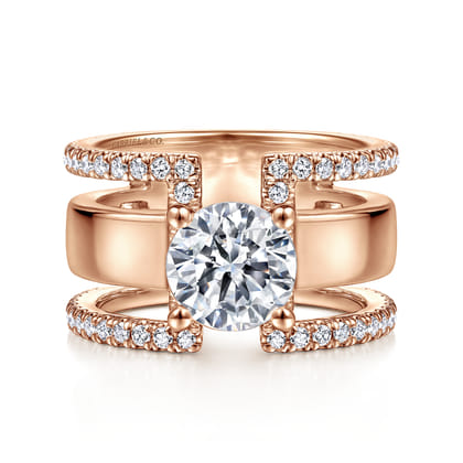 Edalee - 14K Rose Gold Round Diamond Engagement Ring