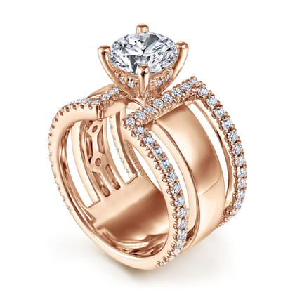 Edalee - 14K Rose Gold Round Diamond Engagement Ring