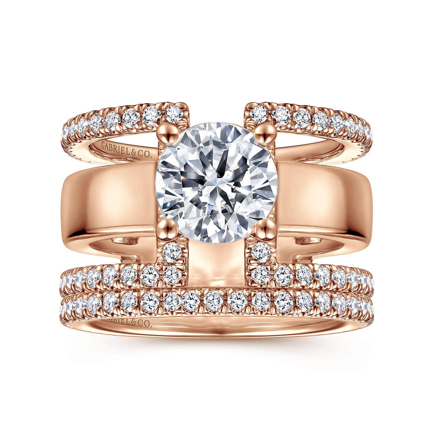 Edalee - 14K Rose Gold Round Diamond Engagement Ring