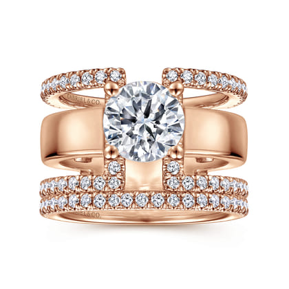 Edalee - 14K Rose Gold Round Diamond Engagement Ring