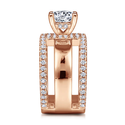 Edalee - 14K Rose Gold Round Diamond Engagement Ring