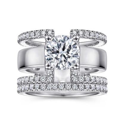 Edalee - 14K White Gold Round Diamond Engagement Ring