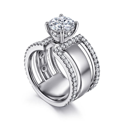 Edalee - 14K White Gold Round Diamond Engagement Ring