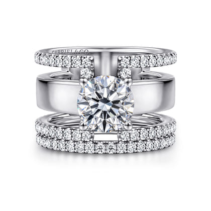Edalee - 14K White Gold Round Diamond Engagement Ring