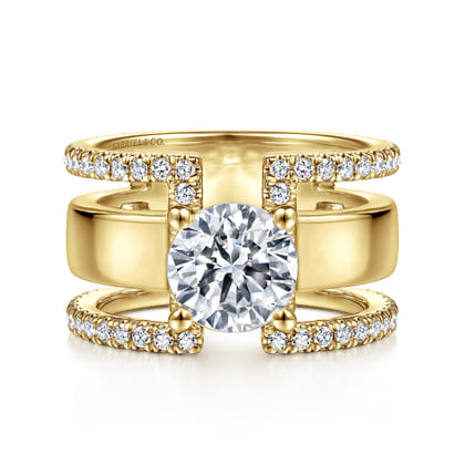 Edalee - 14K Yellow Gold Round Diamond Engagement Ring