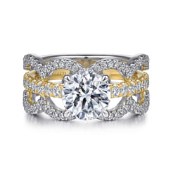 Edie - 14K White-Yellow Gold Round Diamond Engagement Ring