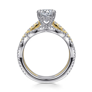 Edie - 14K White-Yellow Gold Round Diamond Engagement Ring