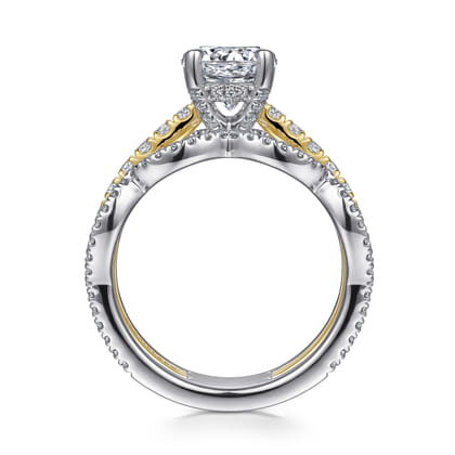 Edie - 14K White-Yellow Gold Round Diamond Engagement Ring