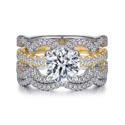Edie - 14K White-Yellow Gold Round Diamond Engagement Ring