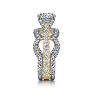 Edie - 14K White-Yellow Gold Round Diamond Engagement Ring